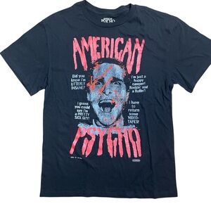 NWT American Psycho Horror T-Shirt Graphic XL Gray Cult Classic Movie Y2K Gore